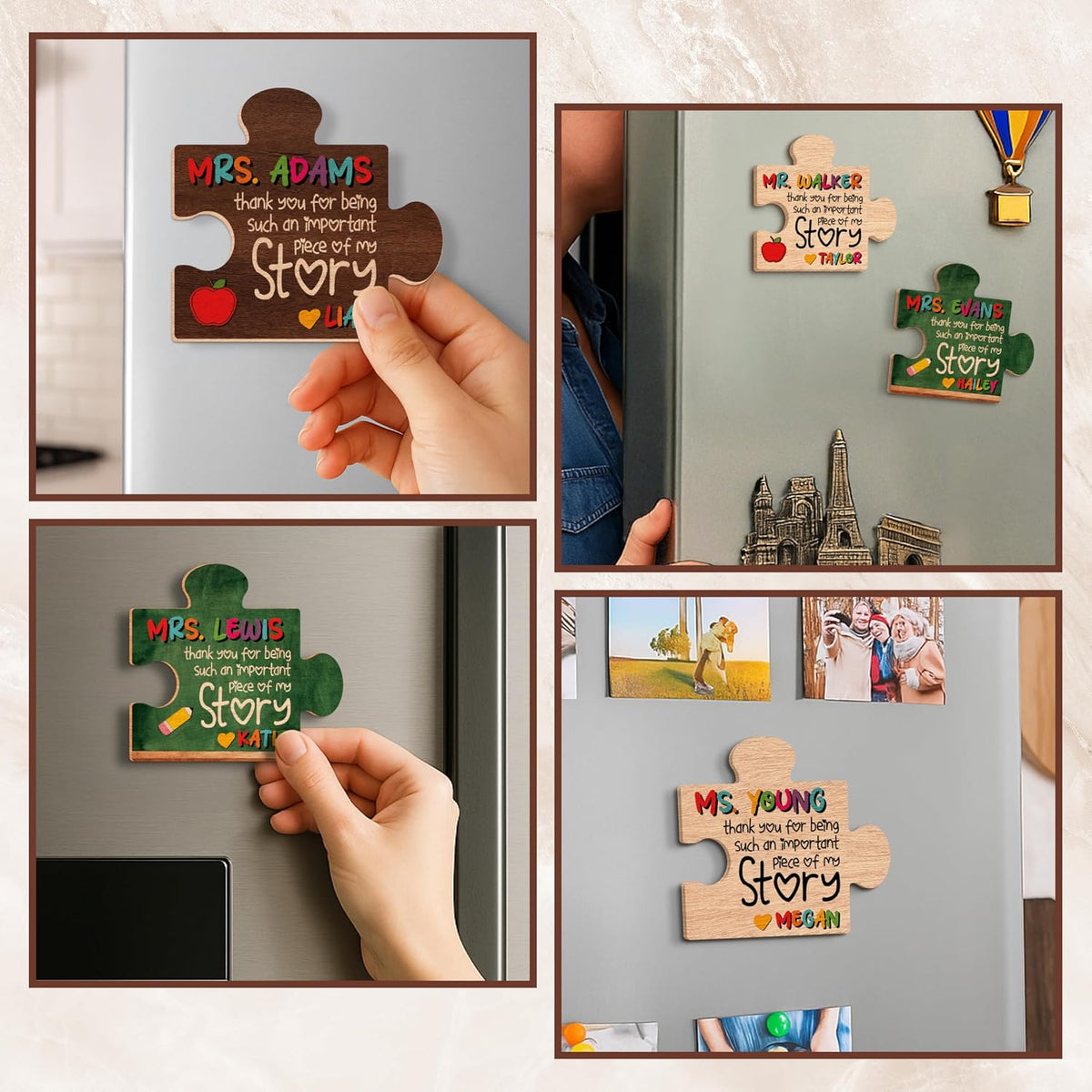 Personalized Teacher Magnet Gift – Custom Puzzle Piece Fridge Magnet with Name – Teacher Appreciation, End of Year Thank You Gift from Student, Back to School or Teacher’s Day Present