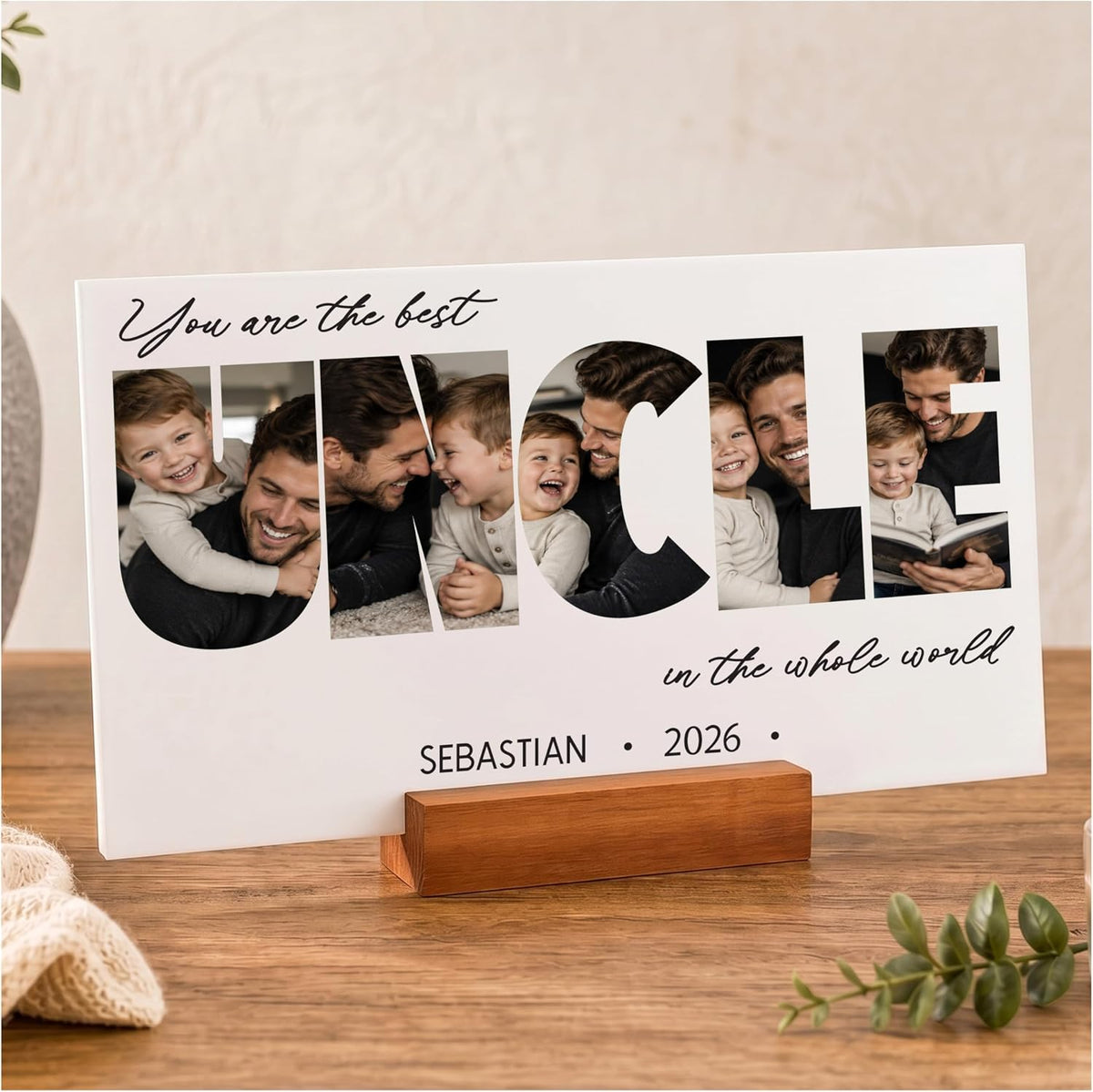 Personalized Father’s Day Present for Dad, Custom Photo Acrylic Plaque with LED Night Light Dad Picture Frame Gift