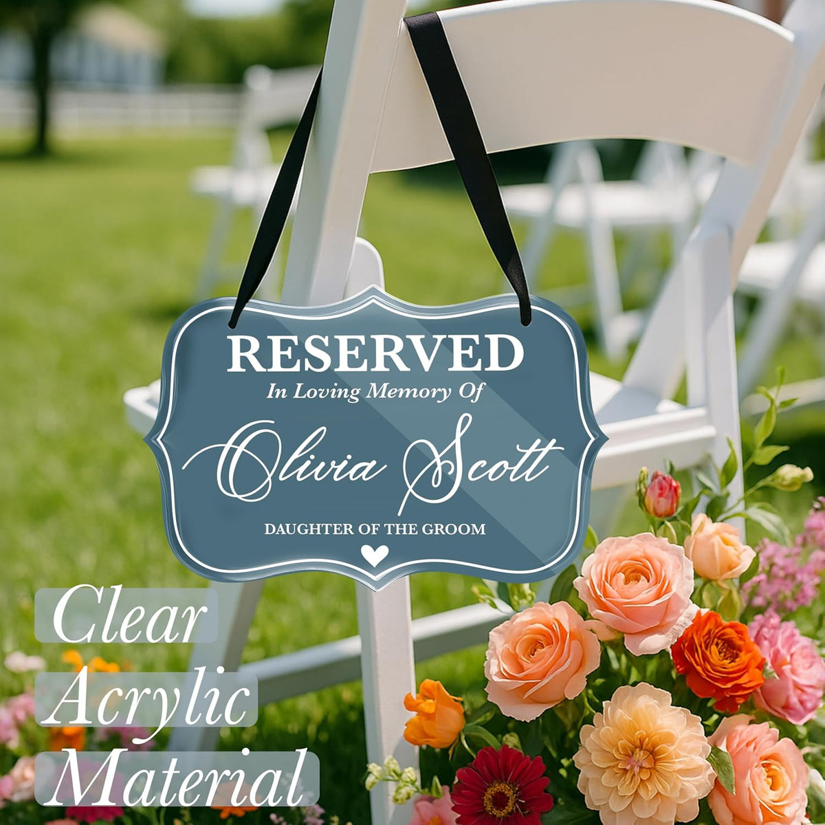 Personalized In Loving Memory Wedding Sign, Custom Memorial Chair Banner