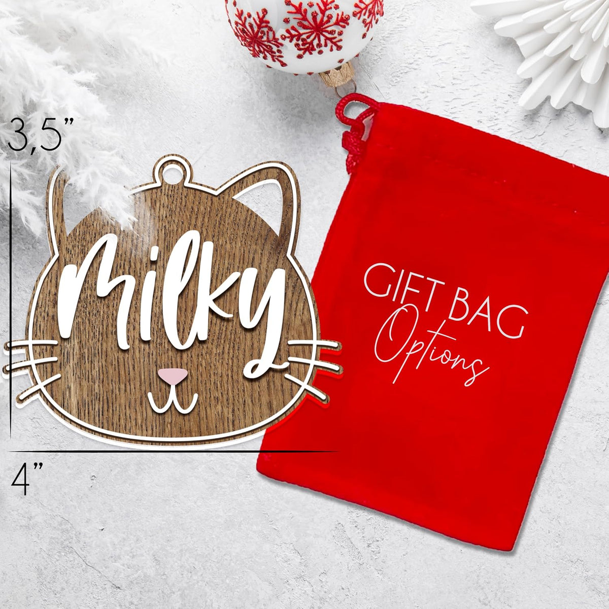 Personalized Cat Memorial Ornament - Customized Acrylic & Plywood Keepsake with Name - Forever Loved Gift for Cat Owners - Christmas Ornament for Kitty Lovers & Pet Remembrance