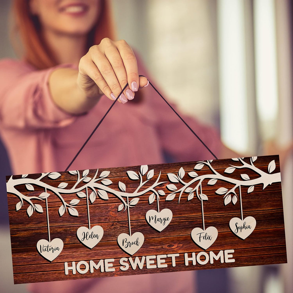 Personalized Family Tree Wood Sign with Names, Custom Best Mom Ever Gift