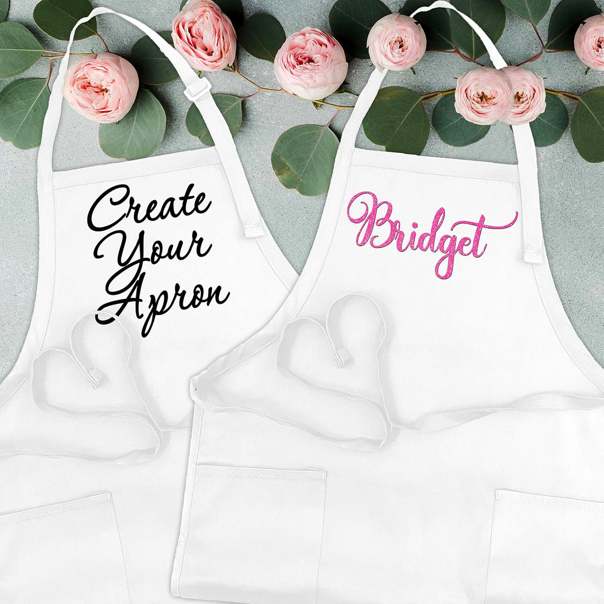 LALALA GIFT LAND Customized Kitchen Chef Apron w/Pockets - Black & White Option - 9 Font - 18 Color - Personalized Chef Apron