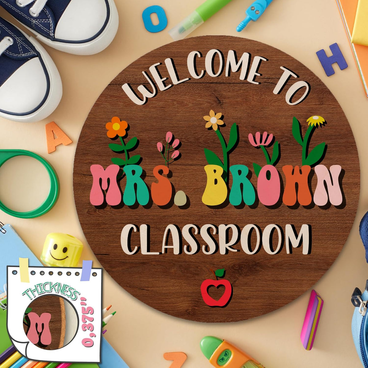 Personalized Teacher Door Hanger with Name, Custom Back to School Gift