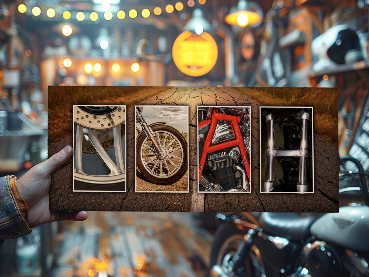 Personalized Motorcycle Wood Sign: Garage Decor for Him