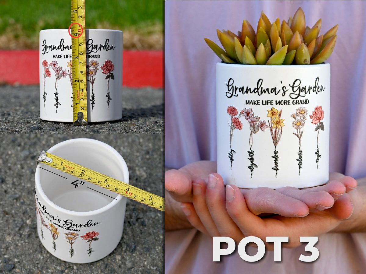 Grandmas Garden Gift for Grandma, Personalized Gifts for Mothers Day Gifts, Personalized Flower Pot, Birth Flower Mom Gifts from Daughter