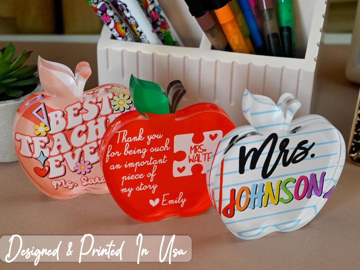 Back to School Gift, Personalized Teacher Gift Idea, Apple Plaque for Teacher, Custom Name Classroom Gift, Teacher Appreciation Gifts