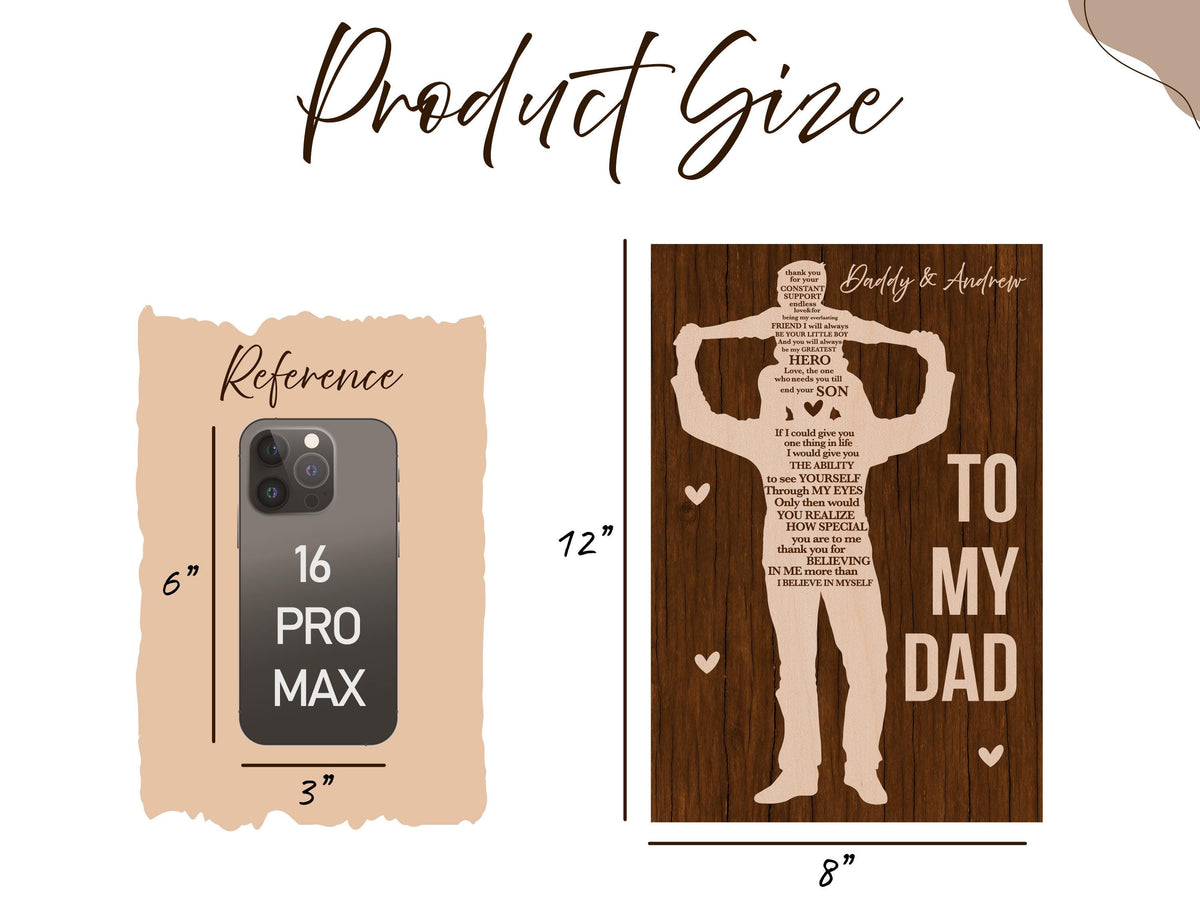 Custom Dad Gift from Daughter or Son – Personalized Wood Plaque – Father's Day Gift for Him – To My Dad Sign Keepsake, Personalized Gift