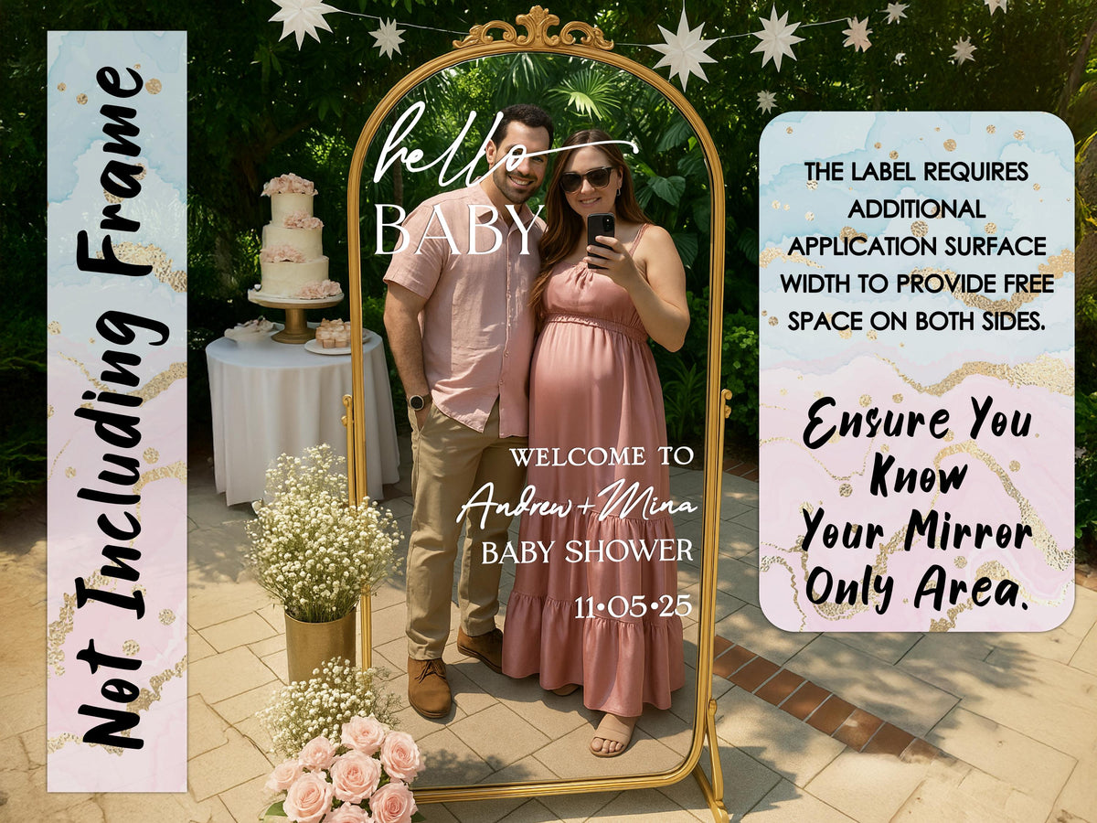 Custom Baby Shower Mirror Decal, Welcome Sign for Girl Boy Gender Reveal Party Decor, Personalized Vinyl Sticker, Reception Decor, Events
