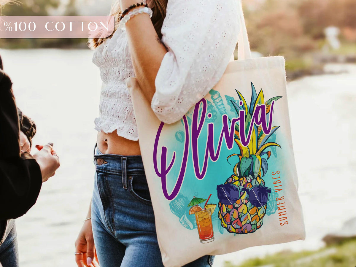 Beach Tote Bag for Girls, Custom Beach Bag, Bridesmaid Gift Bag, Bachelorette Gifts for Bridesmaid, Natural Canvas Tote Bag, Custom Tote Bag