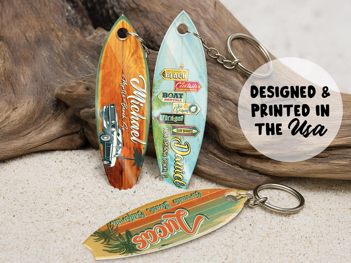 Custom Surf Gift for Surf Lover Gift, Surf Sign Gift for Surfers, Surf Board Keychain Gift, Surfing Gift Surf Board Magnet Surf Board Decor