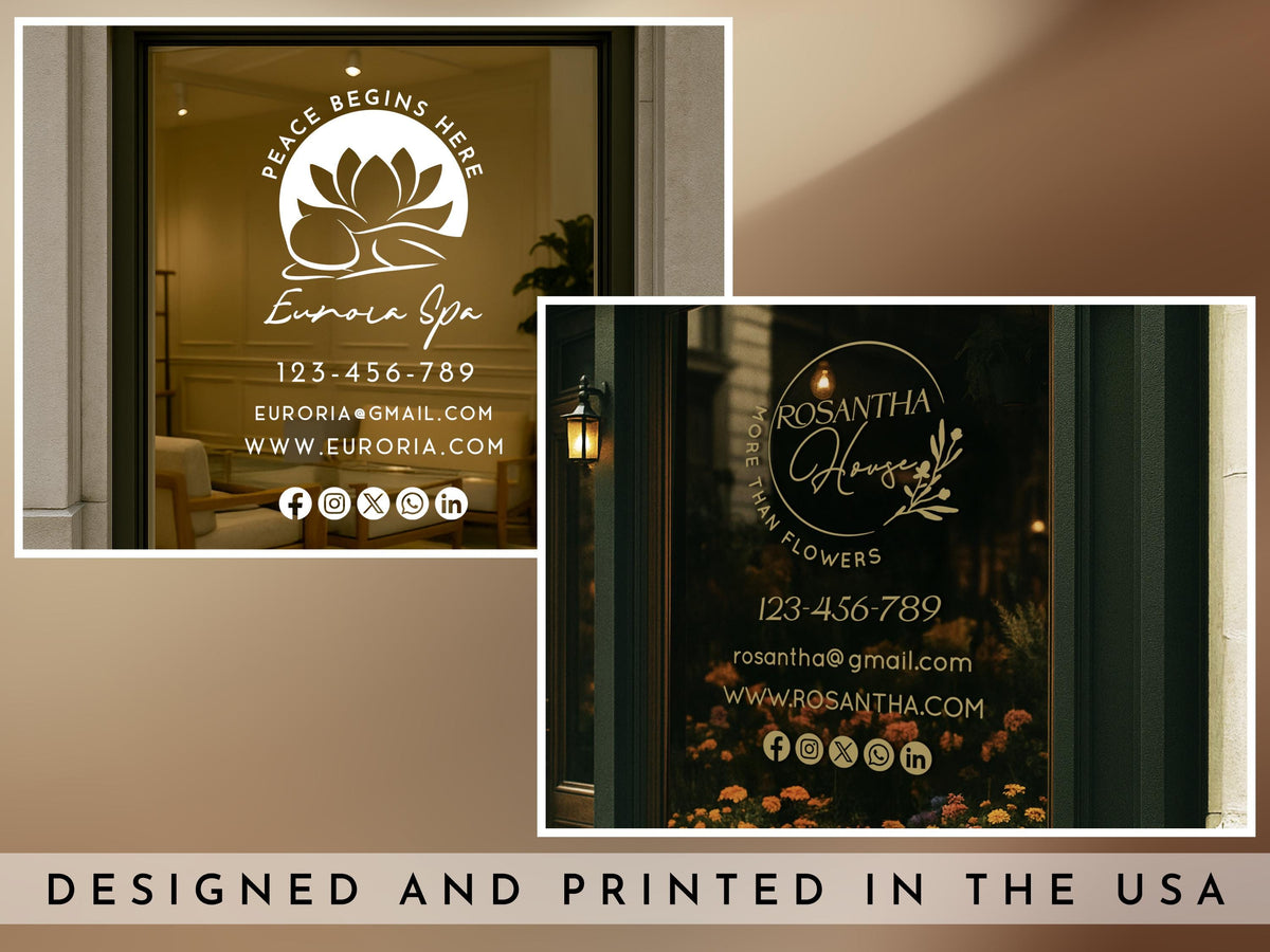 Personalized Business Window Sticker, Your Company Name Sticker, Storefront Sticker, QR Code Office Window Door Lettering Business Stickers