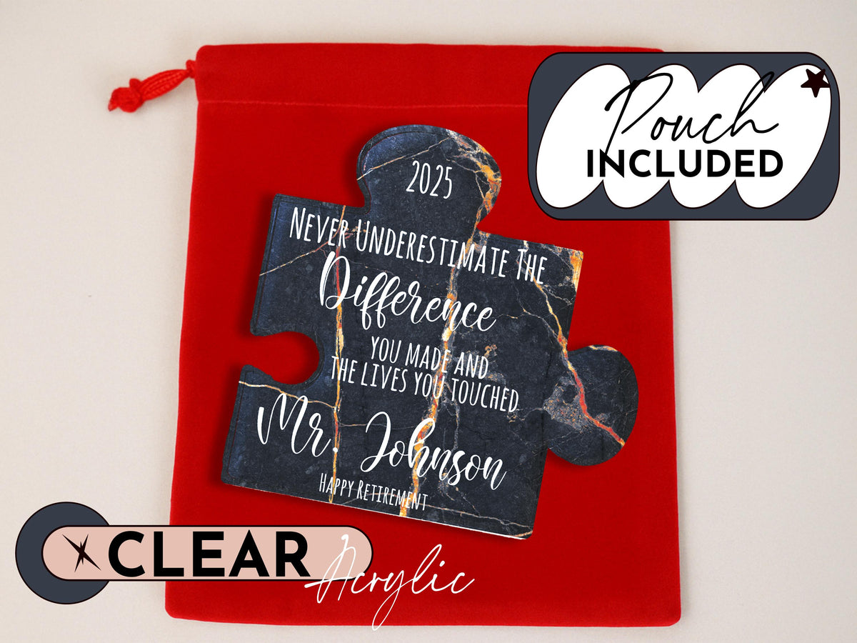 Personalized Retirement Gift Acrylic Puzzle Sign – Custom Name Puzzle Plaque for Teacher, Boss, Coworker, Nurse, Employee Farewell Keepsake