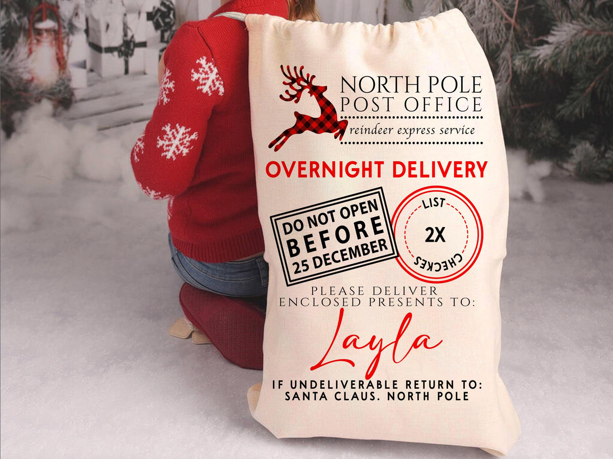 Custom Large Santa Sack Bags, Custom Christmas Gift Bag, Christmas Eve Box, Personalized Christmas Gift Sack for Christmas, Holiday Gift Bag