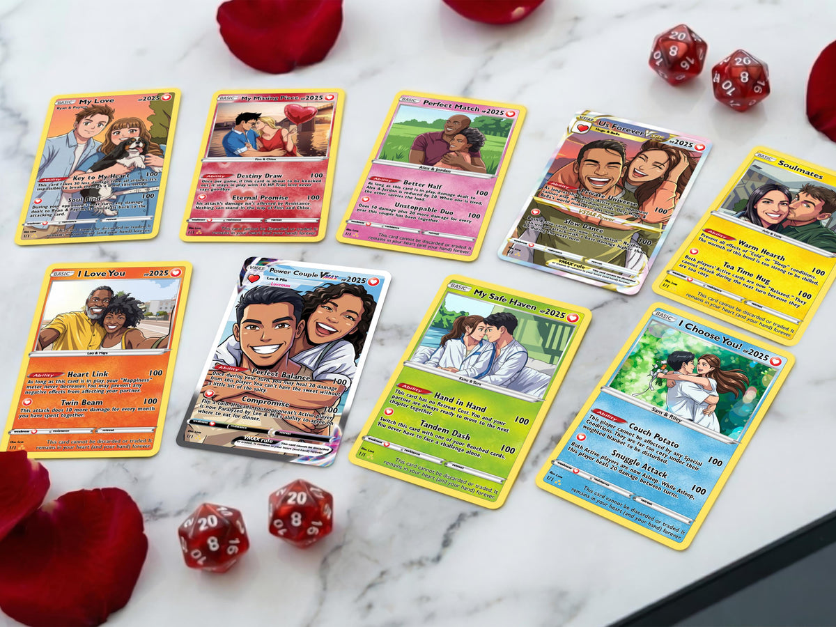 Valentine's Day Couple Card for Anniversary Gift, Lover Gift with Photo, Anime Couple Gift, Valentines Anime Card Gift for Gamer Boyfriend