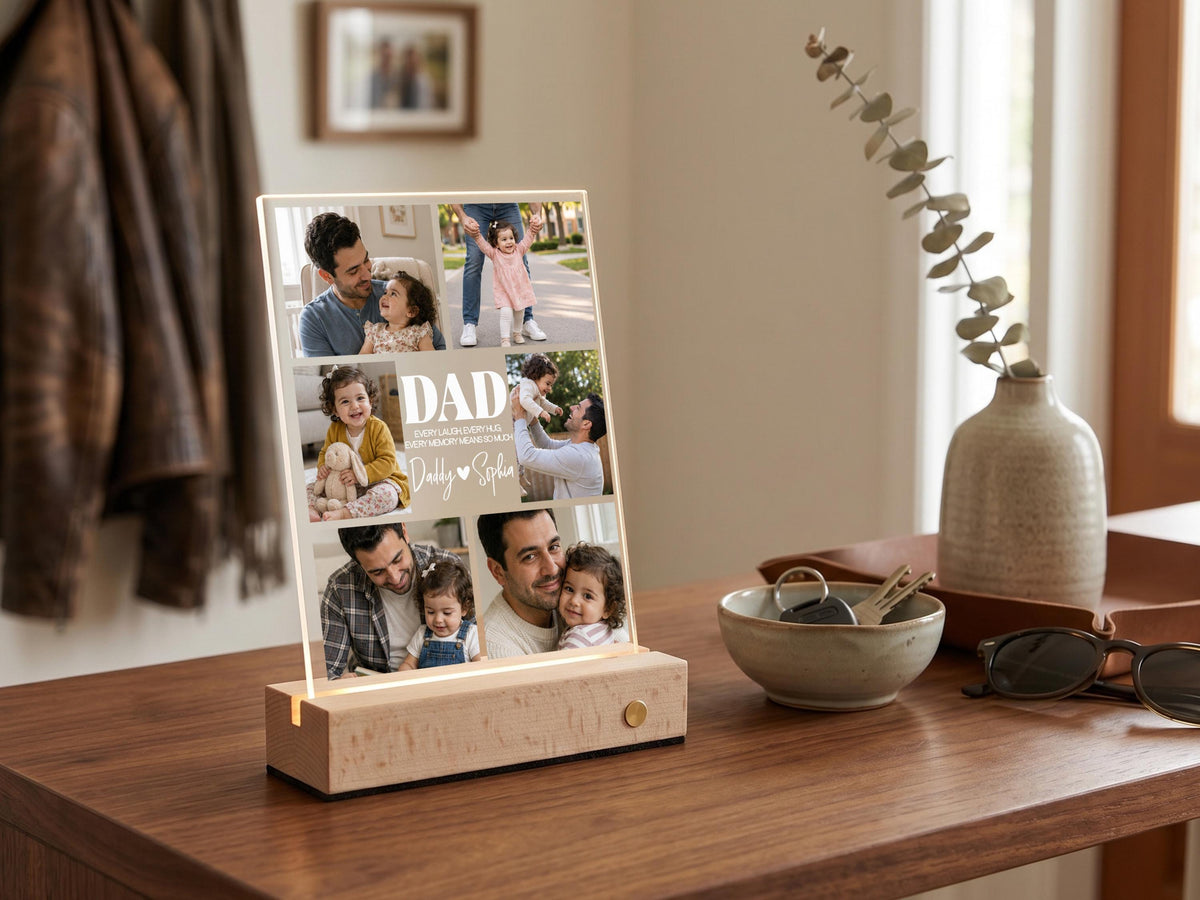 Dad Gift, Personalized Photo Night Light, Photo Collage LED Light, Custom Photo Gifts for Father's Day, Custom Frame, Photo Keepsake for Dad