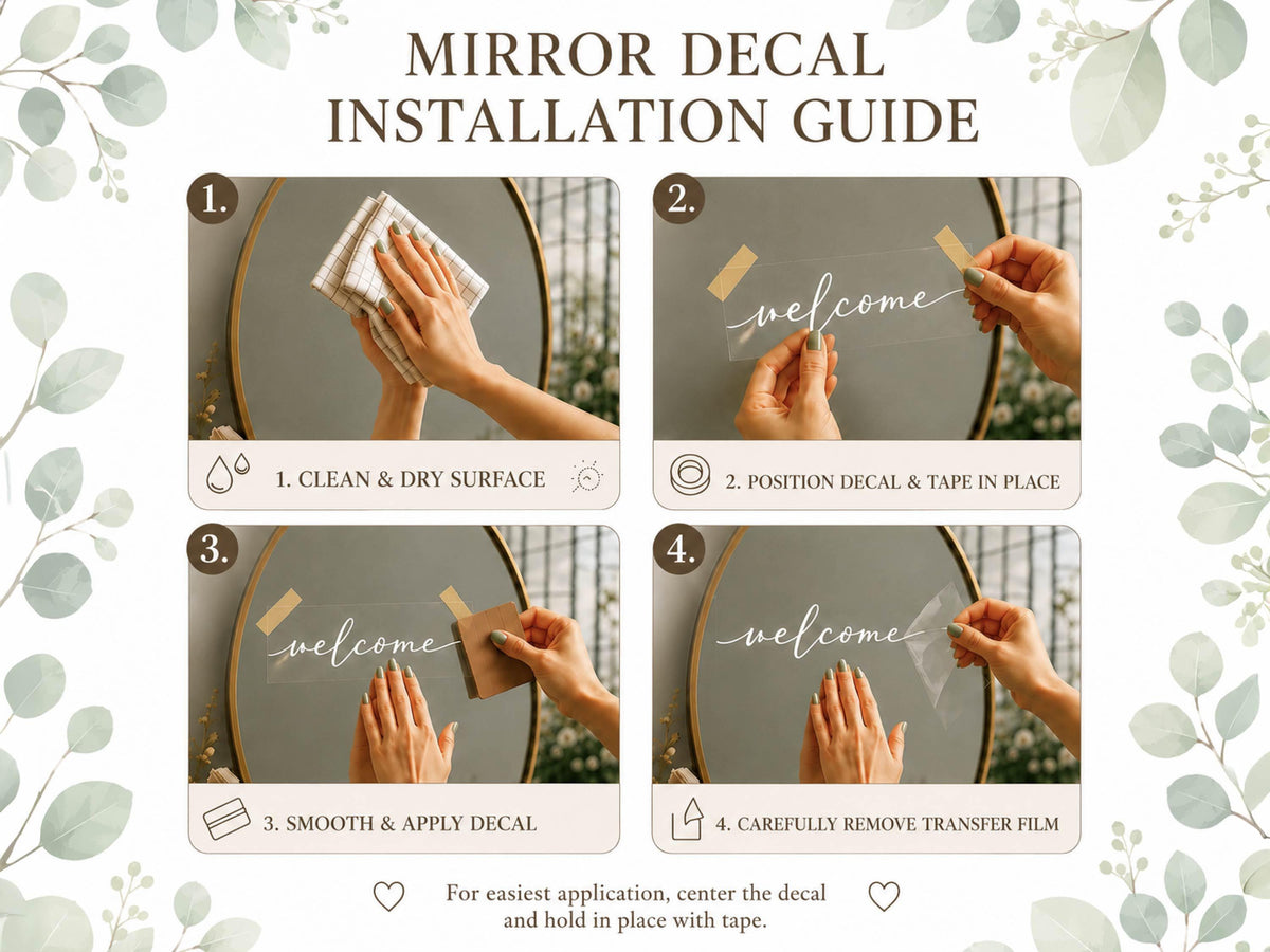 Personalized Wedding Mirror Decal, Custom Vinyl Welcome Sign Sticker, Wedding Reception Decor, Bridal Shower Sign