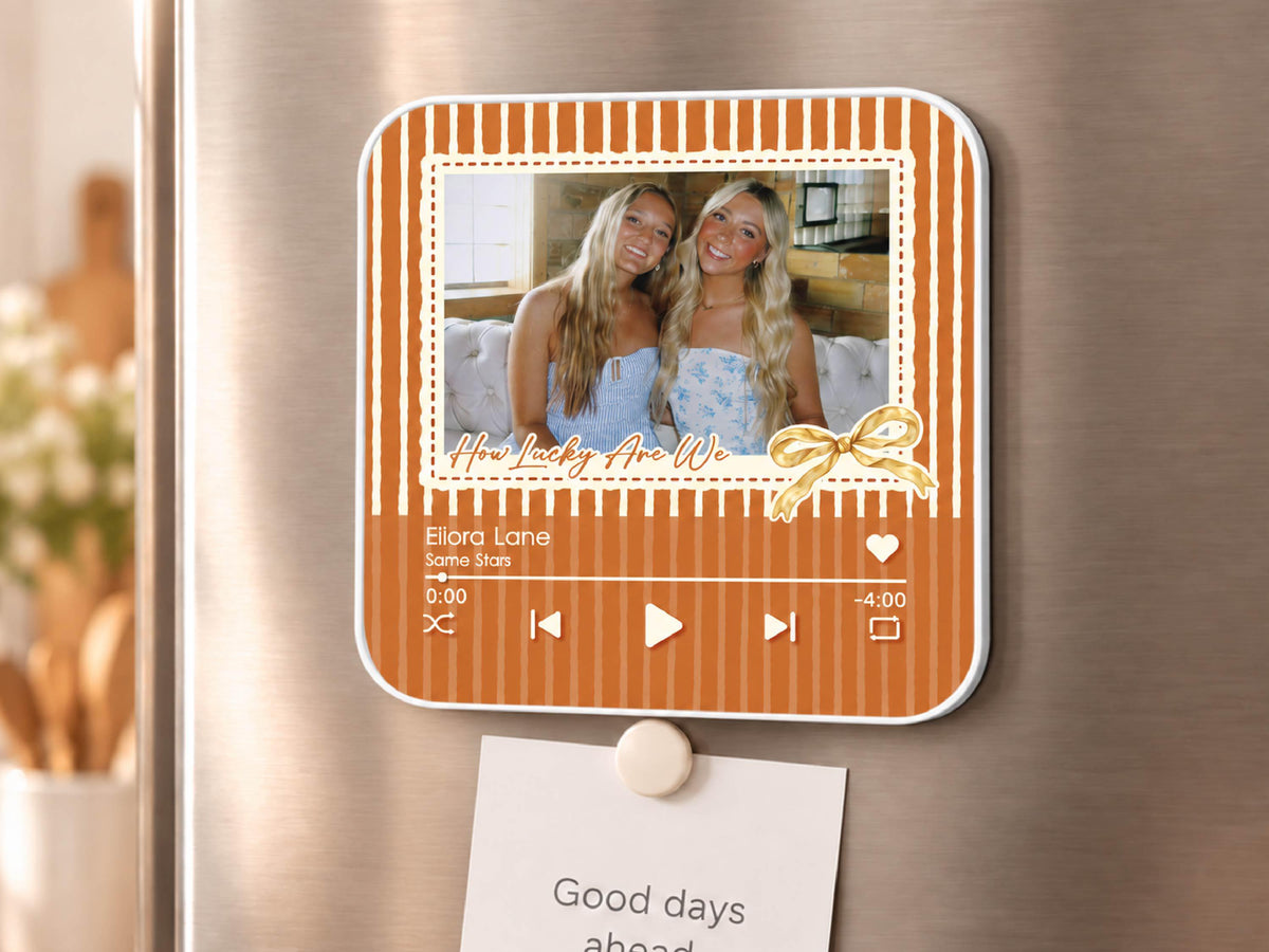 Personalized Sister Photo Fridge Magnet, Custom Music Magnet for Best Friend Wedding Day, Soul Sister Gift, Music Box, Maid of Honor Gifts
