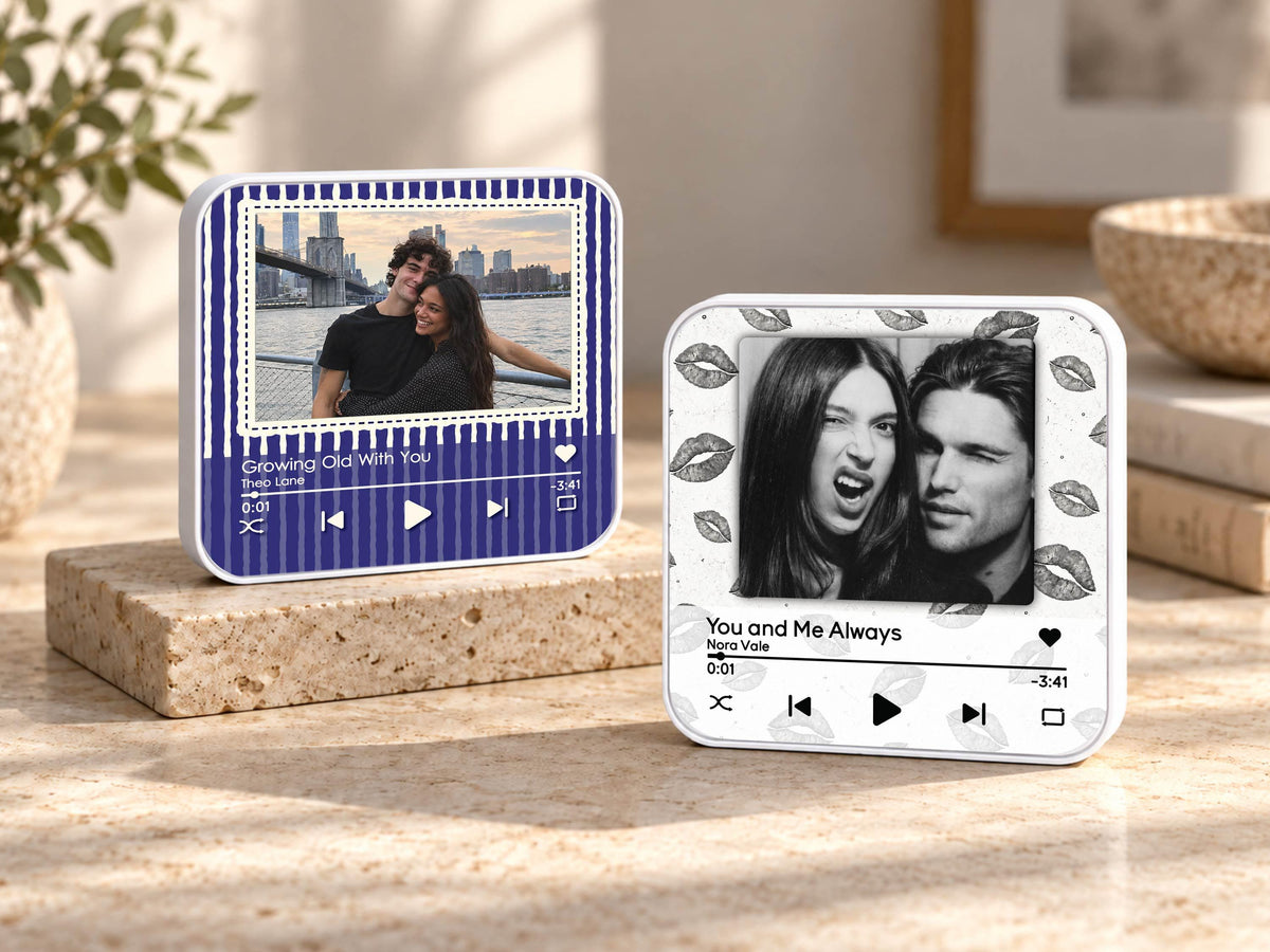 Anniversary Gift for Him, Personalized Photo Fridge Magnets, Christmas Gifts for Boyfriend, Custom Photo Music Box, Engagement Keepsake