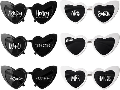 LALALA GIFT LAND Personalized Heart Shaped Sunglasses Bachelorette Party Vintage Cat Eye Glasses Women, Bridesmaid, Bride