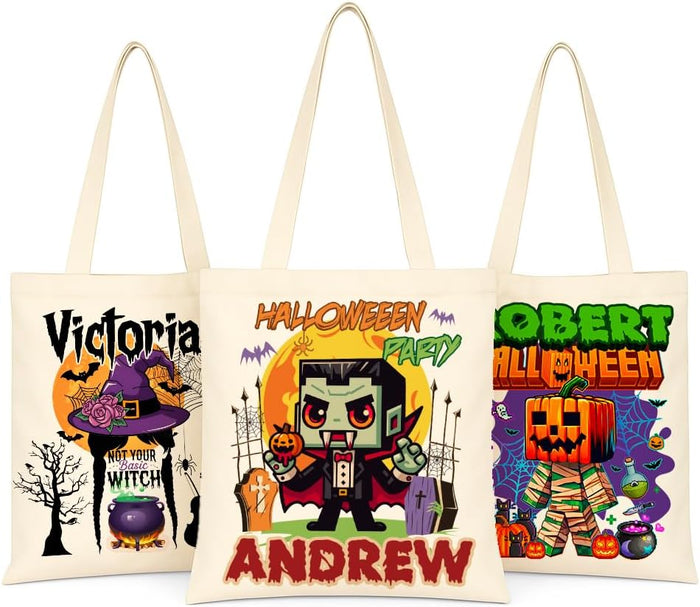 Custom Halloween Trick or Treat Bag, Custom Spooky Candy Tote for Boys & Girls