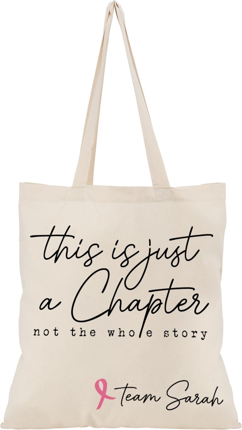 Personalized Canvas Tote Bag with Pink Ribbon - Custom Monogrammed Breast Cancer Gift for Survivors & Warriors - Keepsake Tote for Patients, Daily Use, and Awareness