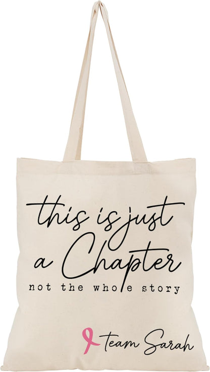 Personalized Canvas Tote Bag with Pink Ribbon - Custom Monogrammed Breast Cancer Gift for Survivors & Warriors - Keepsake Tote for Patients, Daily Use, and Awareness