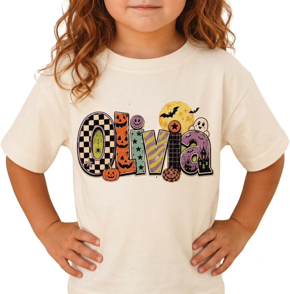 Halloween Custom Name Little Pumpkin Witch Youth Costume Shirt, Spooky Ghost Tee