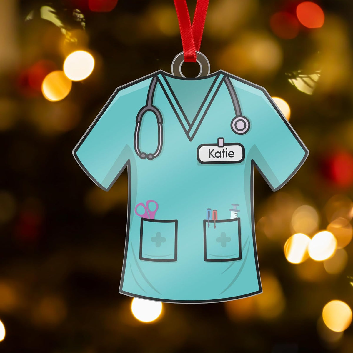 Personalized Nurse Uniform Ornament – Custom Christmas Keepsake with Name on Scrubs Design – RN BSN Gift for Nursing Students, Coworkers – Nurse Appreciation, Graduation, Tree Decoration