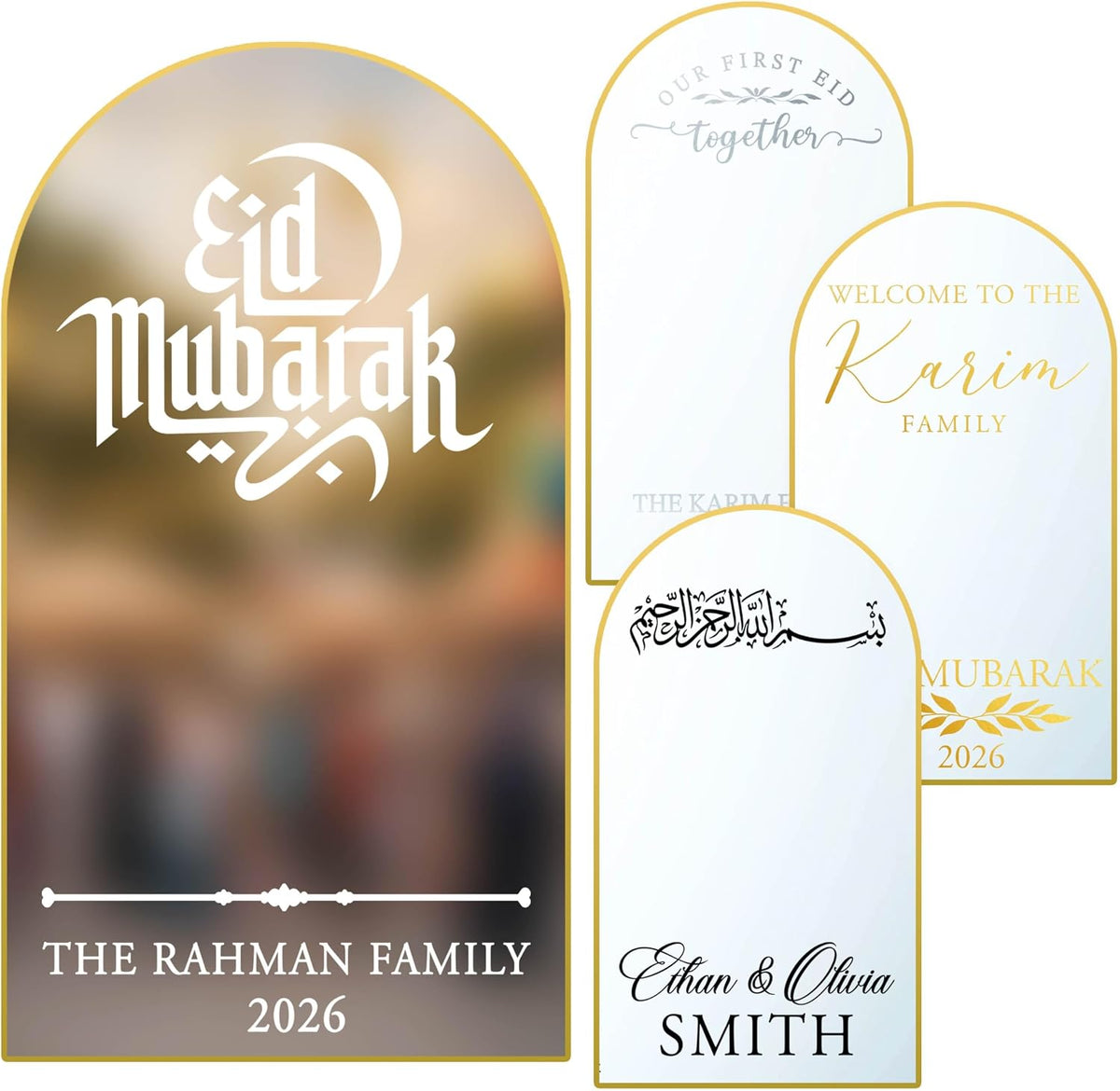 Personalized Welcome to Our Wedding Mirror Sign Decal DIY - Customized Bride and Groom Names - Lettering Elegant Happily Ever After Party Vinyl Sticker Wall Reception Decor
