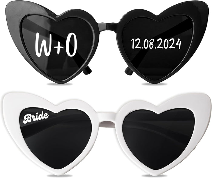 Personalized Heart Shaped Sunglasses Bachelorette Party Vintage Cat Eye Glasses Women, Bridesmaid, Bride