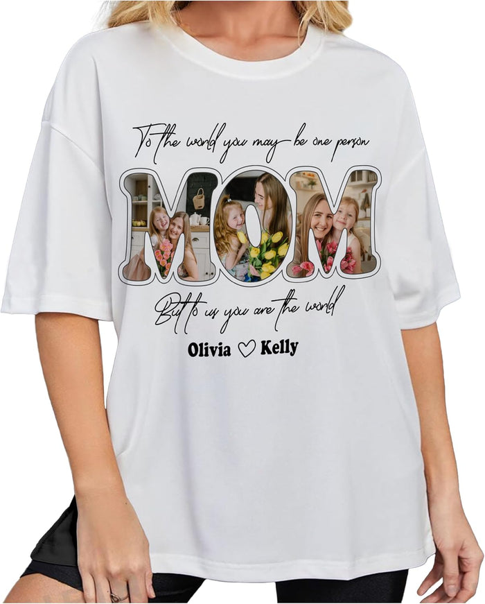 Custom Mom T-Shirt with Family Photos for Mother's Day, Birthdays, or Any Occasion - Personalized Apparel for Moms - Comfortable and Unique - Upload Your Photo