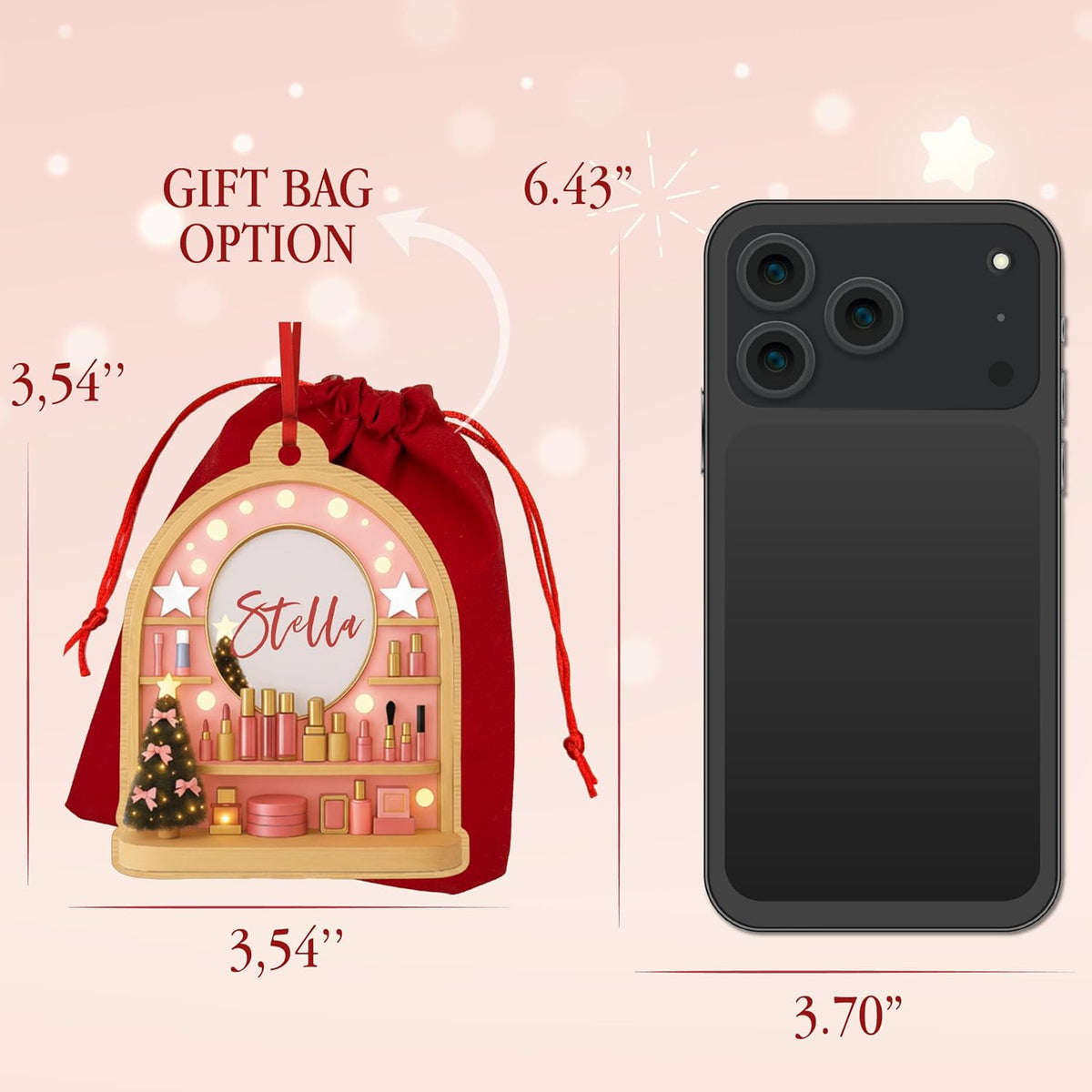Personalized Makeup Vanity Christmas Ornament with Name, Custom Beauty Gift