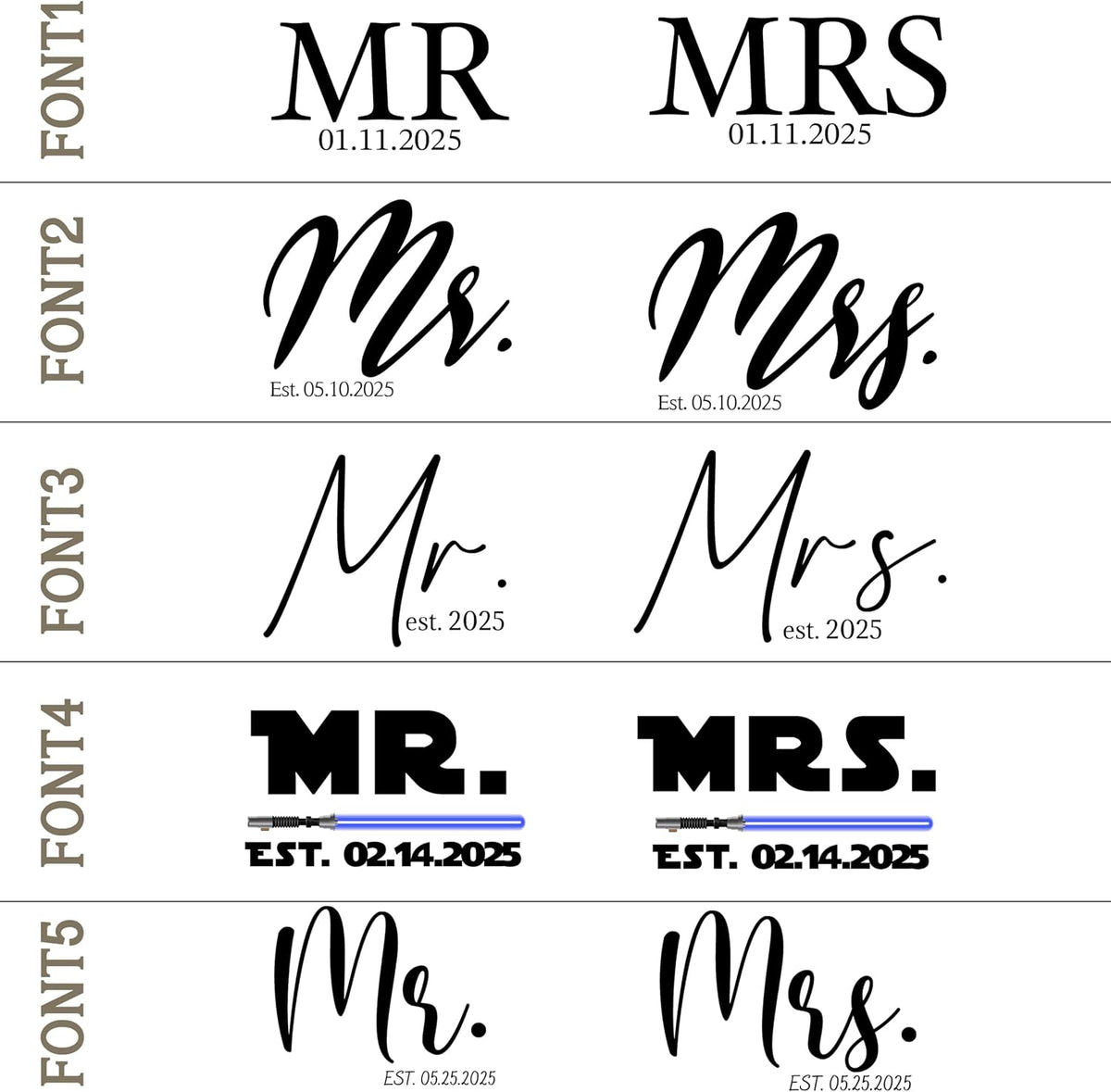 Personalized Mr and Mrs T-Shirts - Matching Couple Tee – Custom His & Hers Outfits – Couples Gift for Engagement & Honeymoon