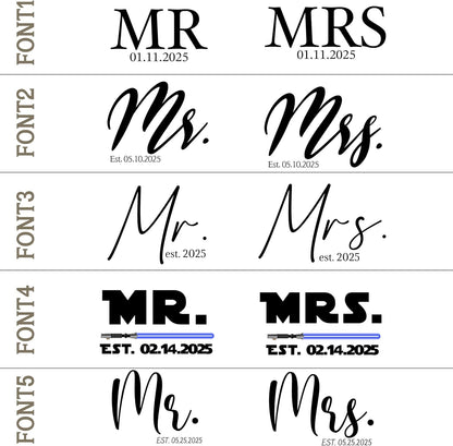 Personalized Mr and Mrs T-Shirts - Matching Couple Tee – Custom His & Hers Outfits – Couples Gift for Engagement & Honeymoon