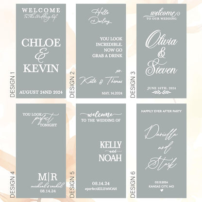Personalized Welcome to Our Wedding Mirror Sign Decal DIY - Customized Bride and Groom Names - Lettering Elegant Happily Ever After Party Vinyl Sticker Wall Reception Decor