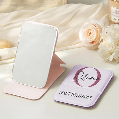 Personalized Compact Mirror with Name – Custom Initial Travel Makeup Mirror, Foldable Pocket Mirror for Purse, Bridesmaid Gift, Best Mom or Bride to Be Gift, Portable Vanity Mirror