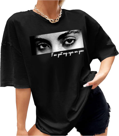 Custom Eyes Name T-Shirt - Personalized Photo Tee with Eye Design and Text - Shirt for Men & Women - Multiple Colors, Sizes & Font - Gift for Birthdays, Valentine's Day, Christmas