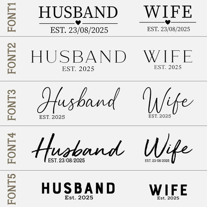 Husband Wife Matching Couple Outfits – Personalized Couple Honeymoon Tees with EST. Date – Custom Wedding