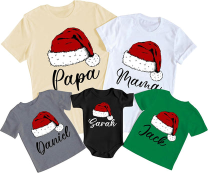 Personalized Christmas Matching Set for Family, Customized Funny Holiday Xmas Outfit T-Shirt for Gift White