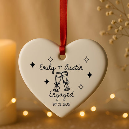 Personalized Engagement Ornament – Custom Couple Name & Date Photo Option – Our First Christmas as an Engaged Couple Keepsake – Wedding, Bridal Shower, Newlywed Gift for Couples