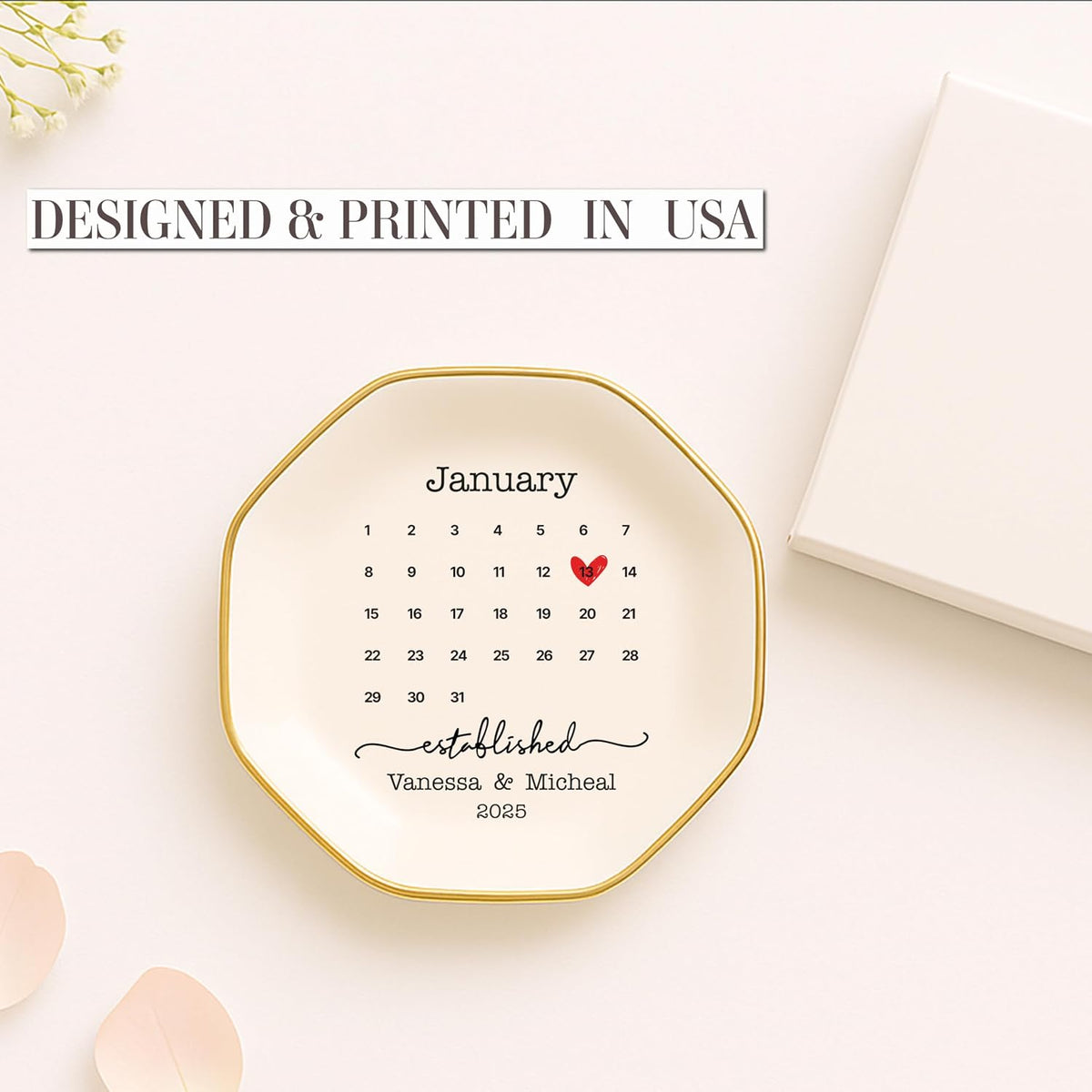 Zexpa Apparel Personalized Ring Dish Jewelry Tray Custom Name Trinket Dish for Women Engagement Bride Wedding Gift Ring Holder Dish Jewelry Organizer Gift for Wife Girlfriend Sister