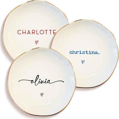 Personalized Ring Dish with Name, Custom Jewelry Tray Gift for Women, Bridesmaids, Mom, Grandma, or Best Friends