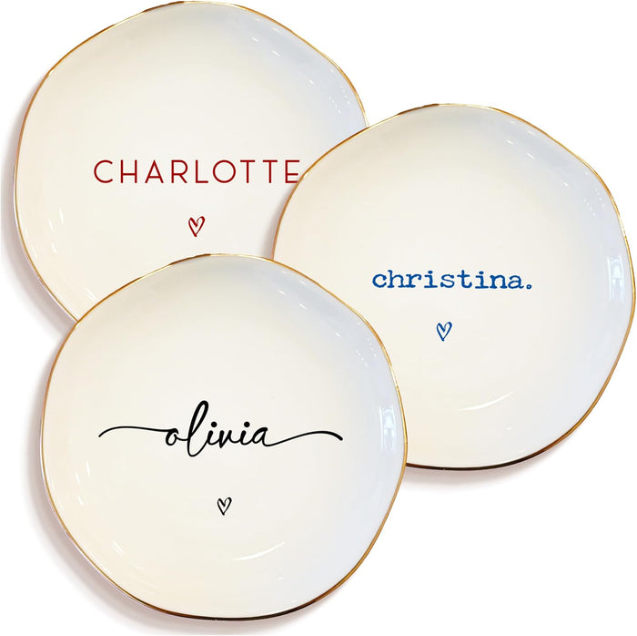 Personalized Ring Dish with Name, Custom Jewelry Tray Gift for Women, Bridesmaids, Mom, Grandma, or Best Friends