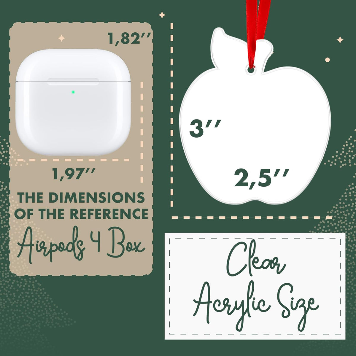Personalized Teacher Apple Ornament - Custom Acrylic for Women & Men Educators with Name - Cute School Ornament for Classroom, End of Year, Teacher Appreciation, Back to School