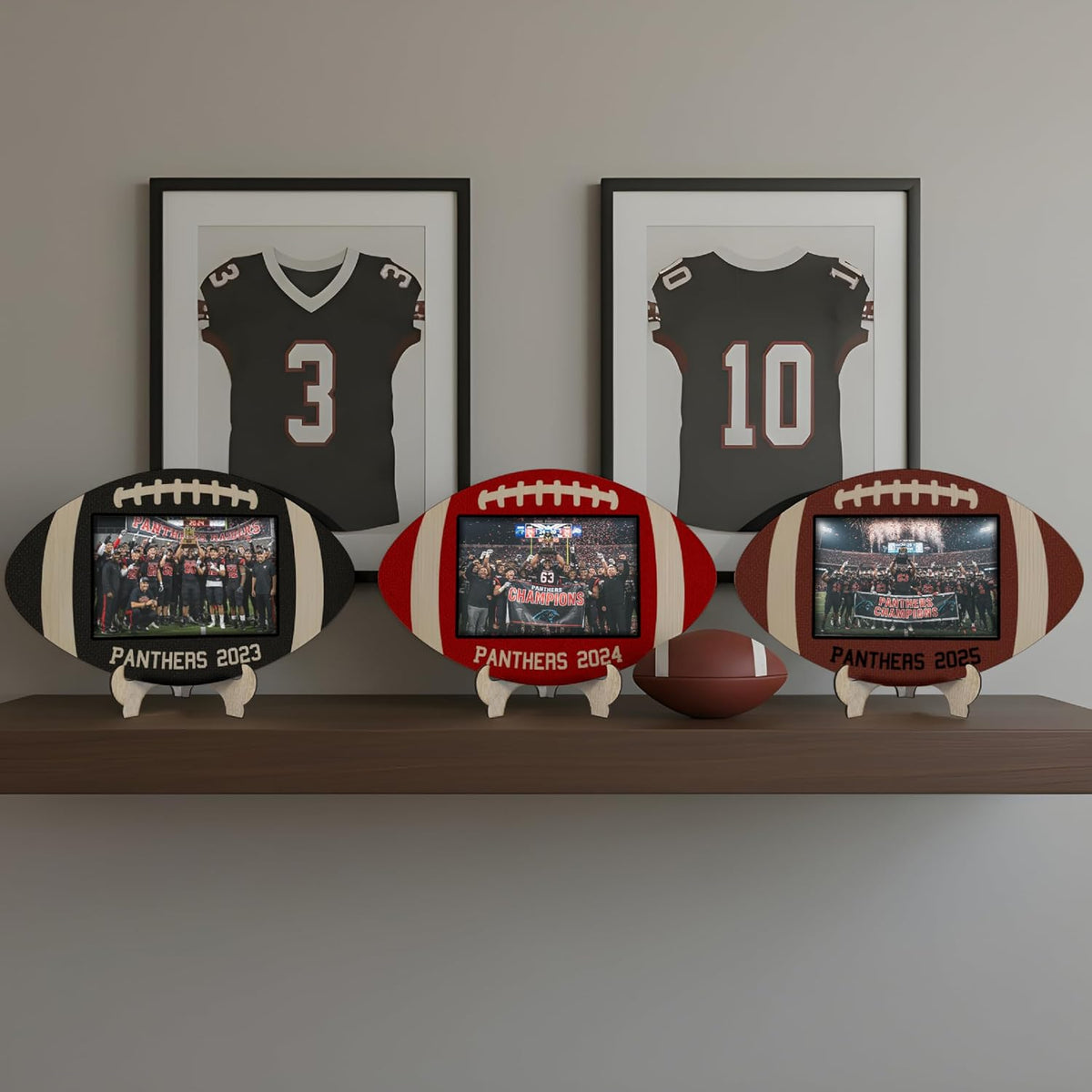 Personalized Football Photo Frame Gift for Coach Team Player – Custom 4x6 Picture Holder with Text & 10 Color Options – Wood Sports Frame for End of Season, Banquet, Senior Night