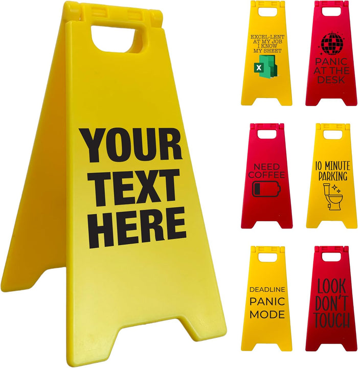 Personalized Mini Desk A-Frame Sign, Custom Funny Caution Sign for Office
