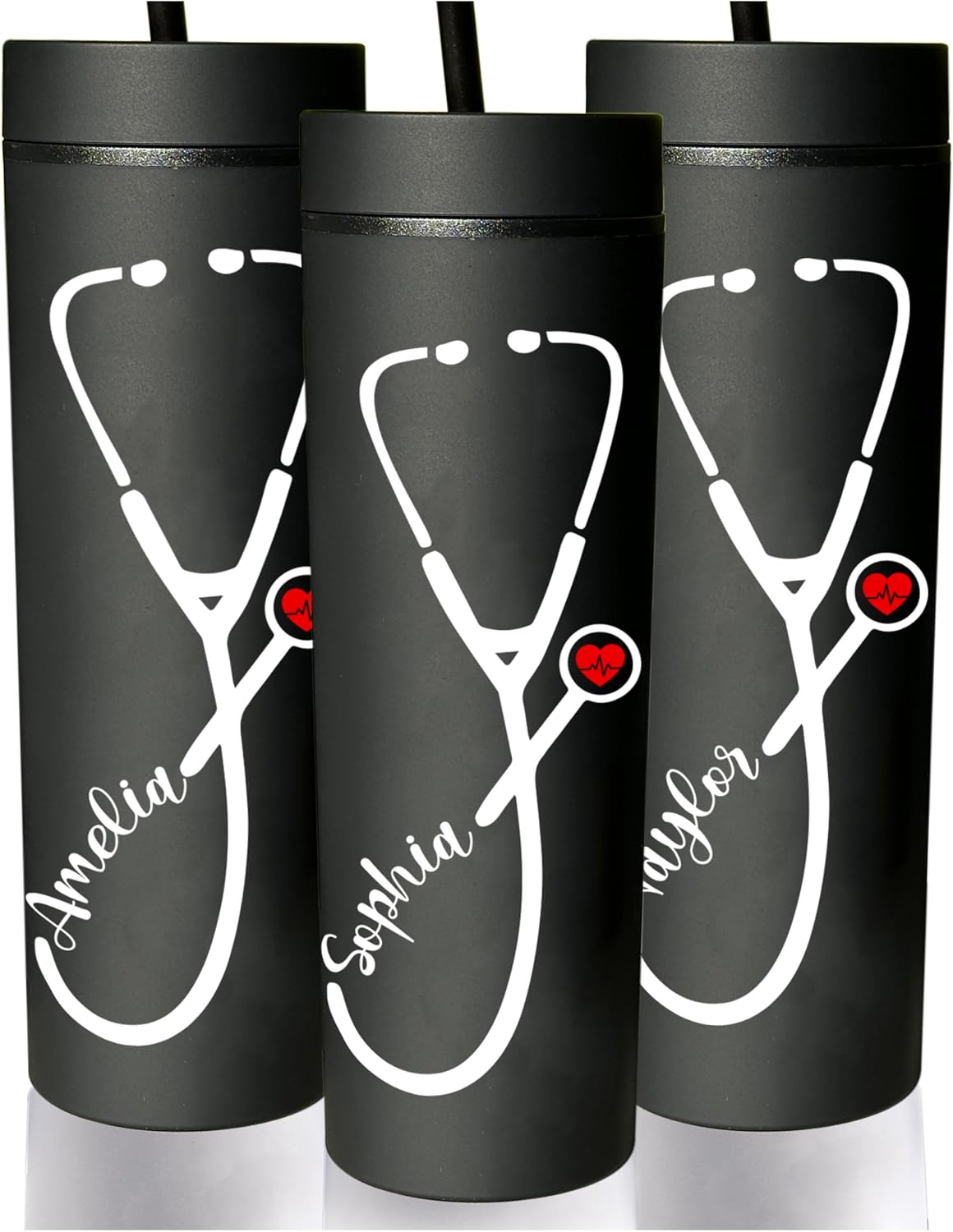 Personalized Skinny 16oz Tumbler for Nurses – Custom Gift for RN, LPN, ER or ICU Nurse – Graduation Present Idea, Thank You Present for Her – Nurse Week or Birthday Gift for Women