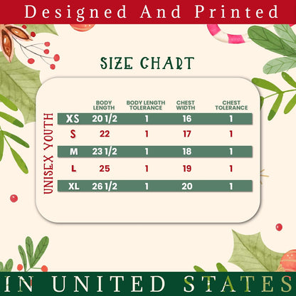 Personalized Christmas Youth T-Shirt, Custom Xmas Holiday Outfit White