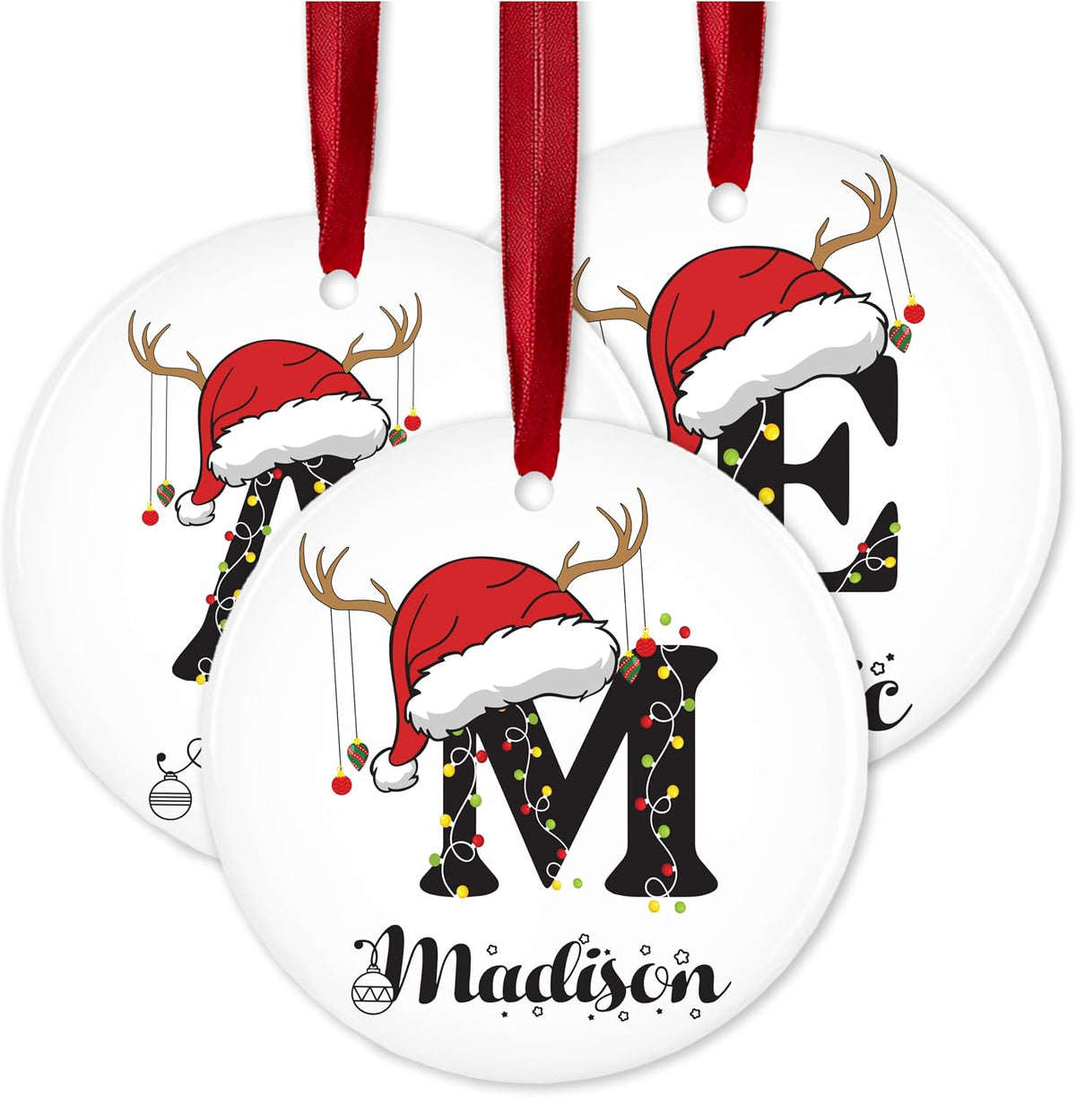 Personalized Ceramic Christmas Ornament with Name and Initial