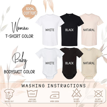 Zexpa Apparel Personalized Clasping Hands Design Our First Mother’s Day Matching Shirt & Bodysuit Set - Custom Mom and Baby Girl Outfit - Customized Mommy and Baby Boy Matching T-Shirts